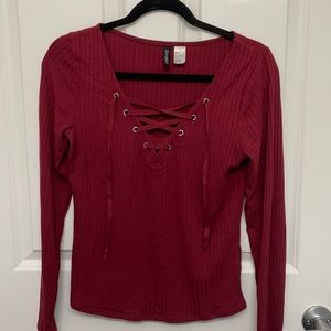 Red long sleeve shirt with ties